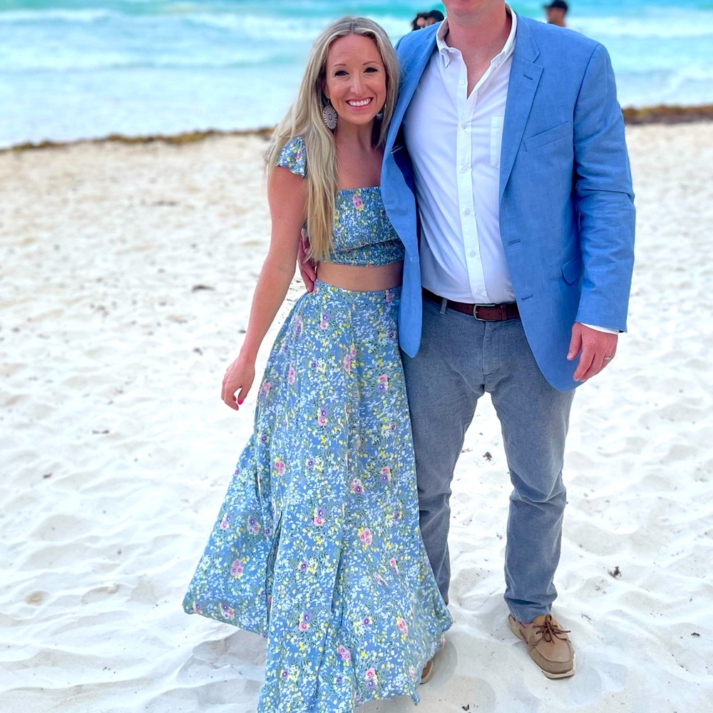 Floral crop top and maxi skirt set
